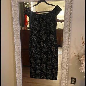 Adrianna Papell Navy Velvet Dress Size 8